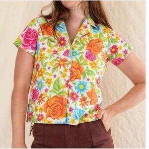 Big Bud Press Pantry Wallpaper Vintage Button Down Shirt XL Floral Print